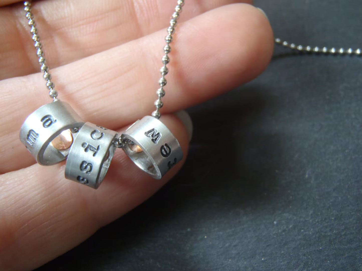 Name Charm Necklace Personalized with Kids Names or Inspirational Words on Tiny Bead Charms