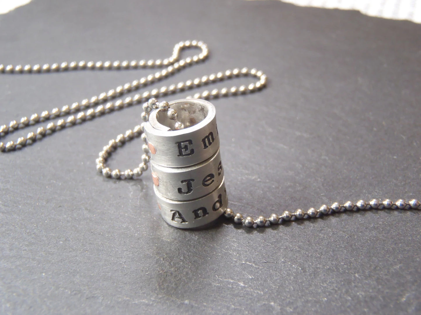 Name Charm Necklace Personalized with Kids Names or Inspirational Words on Tiny Bead Charms