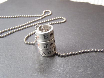 Name Charm Necklace Personalized with Kids Names or Inspirational Words on Tiny Bead Charms