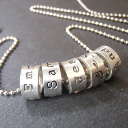 Name Charm Necklace Personalized with Kids Names or Inspirational Words on Tiny Bead Charms