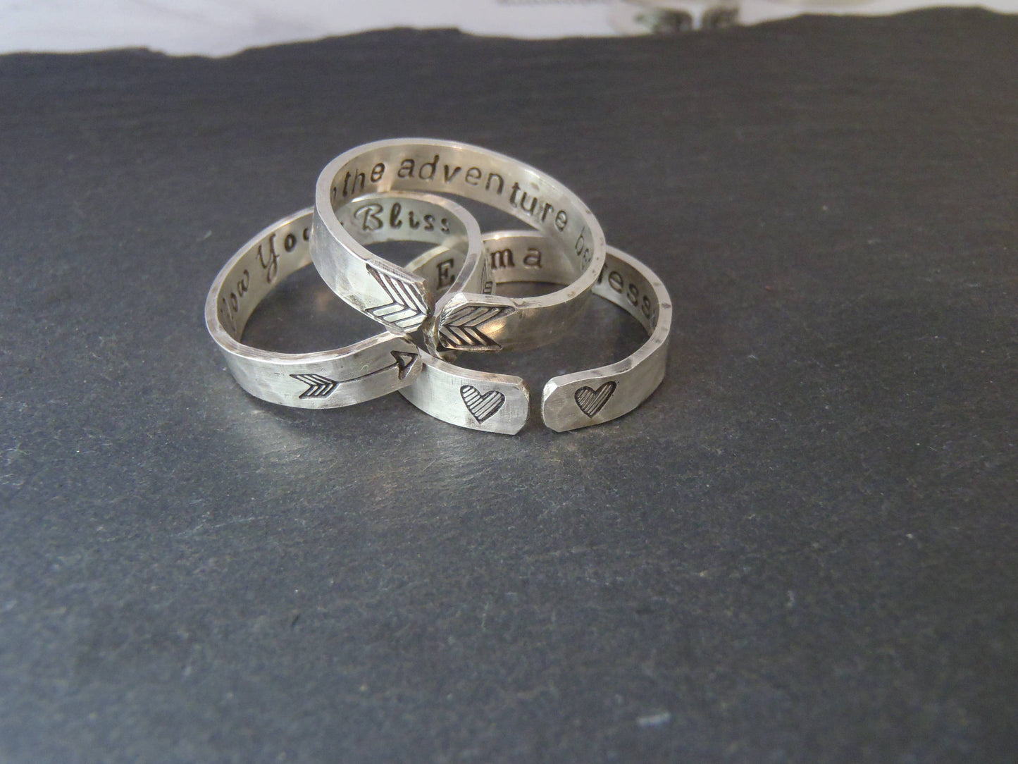 Sterling silver Ring Personalized With your Secret Message Message - One Open Ring