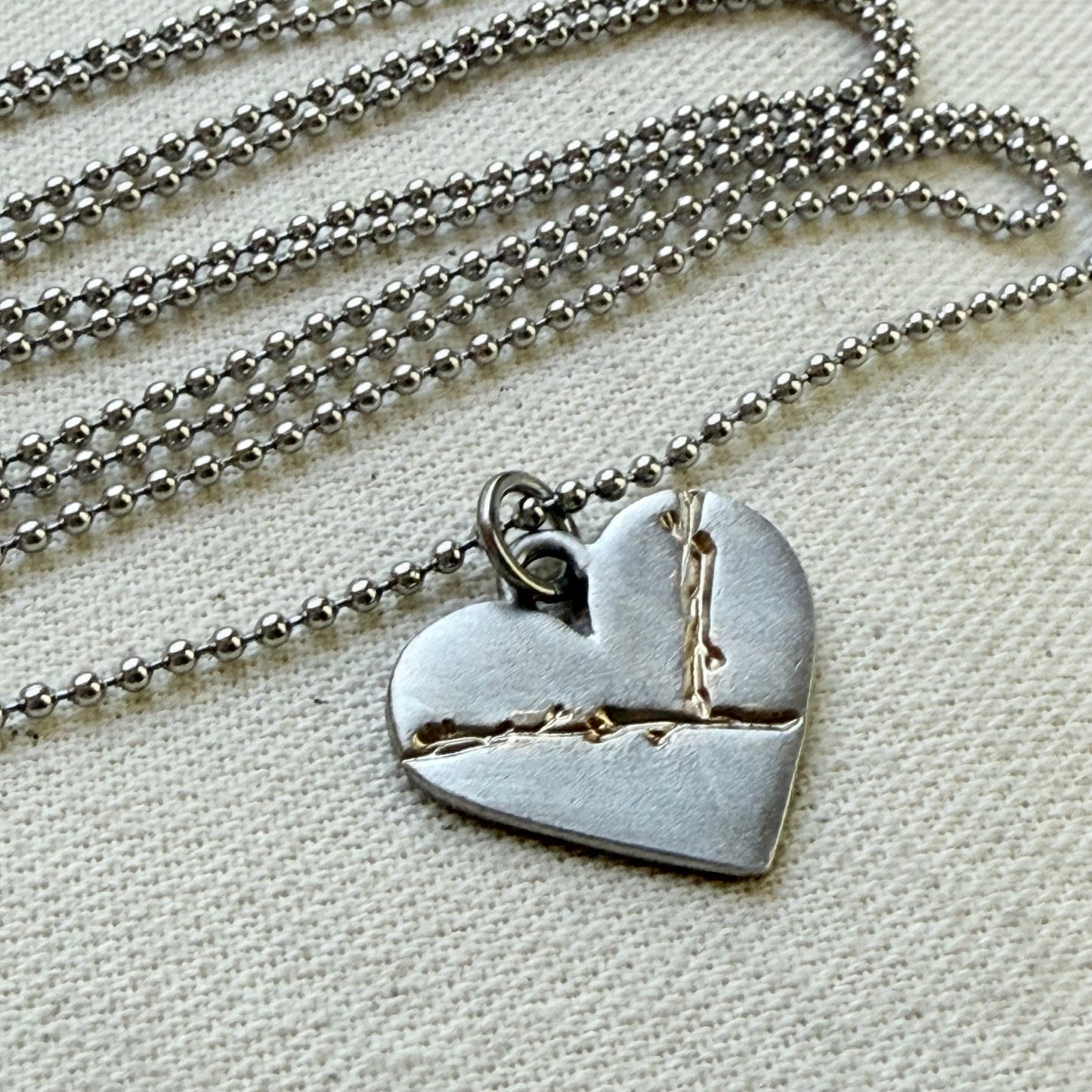 Kintsugi Heart Necklace - Beautifully Broken - Highlighting not Hiding Flaws - drake designs jewelry