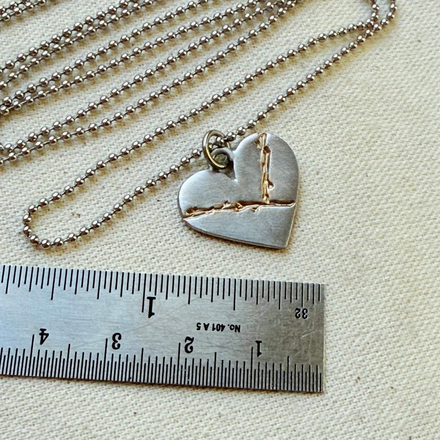 Kintsugi Heart Necklace - Beautifully Broken - Golden Joinery - silver and gold - drake designs jewelry 