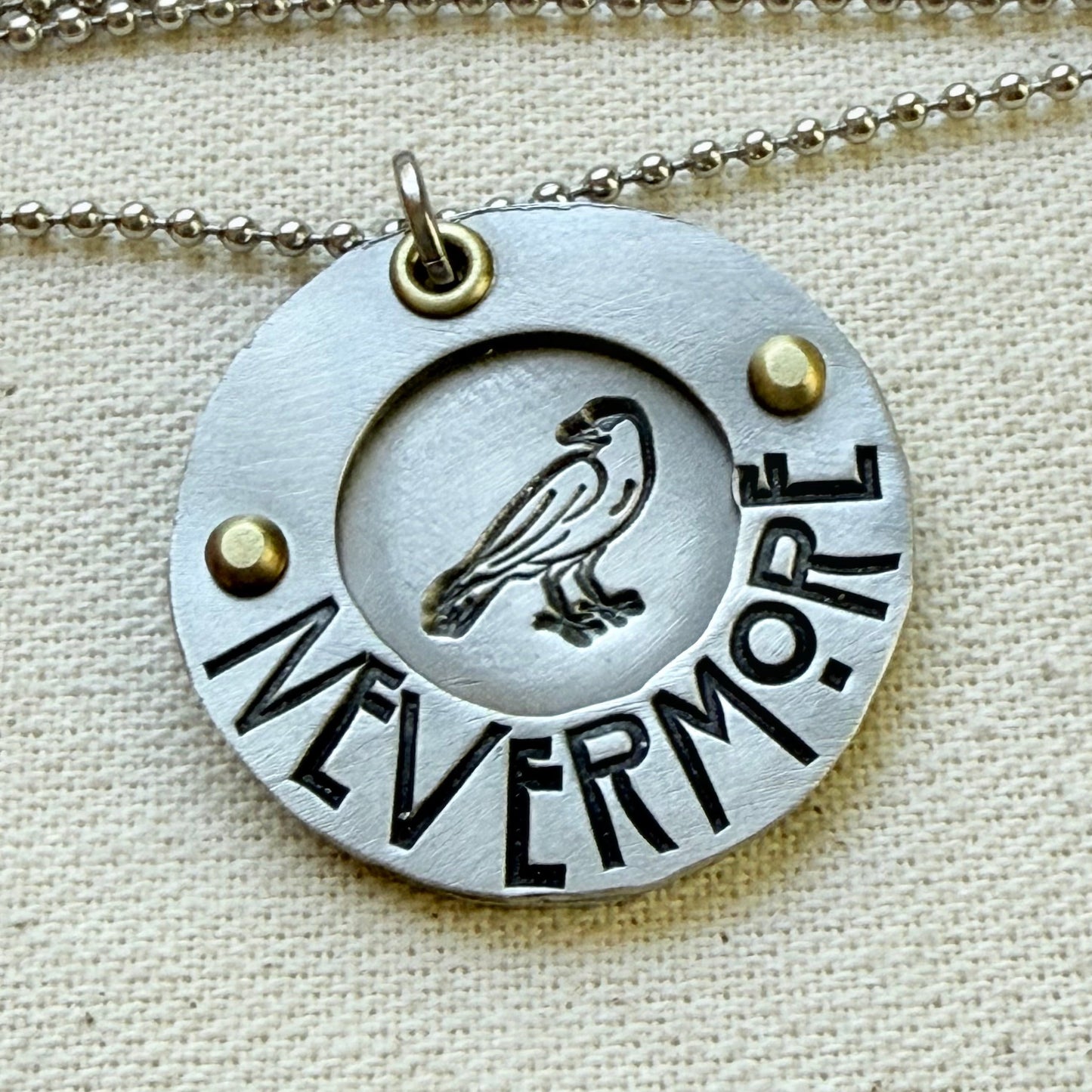 Mixed Metal Poetry Jewelry - Raven -Nevermore - Literary Necklace - Edgar Allan Poe - drake designs 