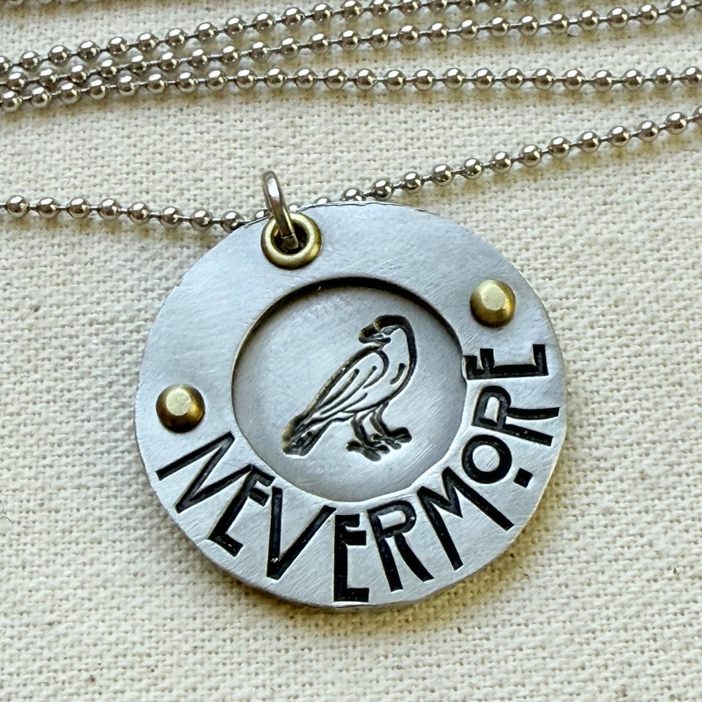 Mixed Metal Poetry Jewelry - Raven -Nevermore - Literary Necklace - Edgar Allan Poe - drake designs 