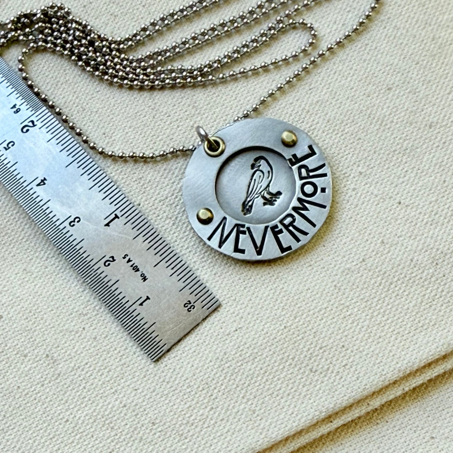 Mixed Metal Poetry Jewelry - Raven -Nevermore - Literary Necklace - Edgar Allan Poe - drake designs 