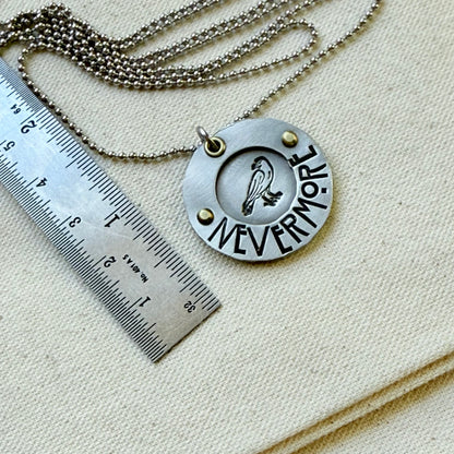 Mixed Metal Poetry Jewelry - Raven -Nevermore - Literary Necklace - Edgar Allan Poe - drake designs 