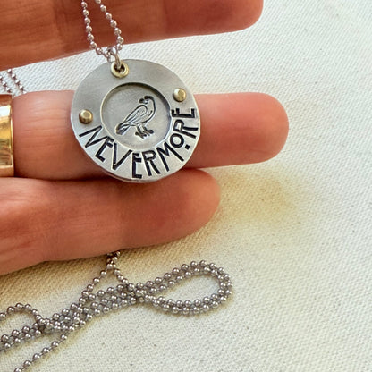 Mixed Metal Poetry Jewelry - Raven -Nevermore - Literary Necklace - Edgar Allan Poe - drake designs 