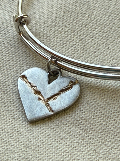 Kintsugi Heart Bracelet - Beautifully Broken - Highlighting and Celebrating Flaws - drake designs jewelry