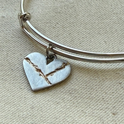 Kintsugi Heart Bracelet - Beautifully Broken - Highlighting and Celebrating Flaws - drake designs jewelry