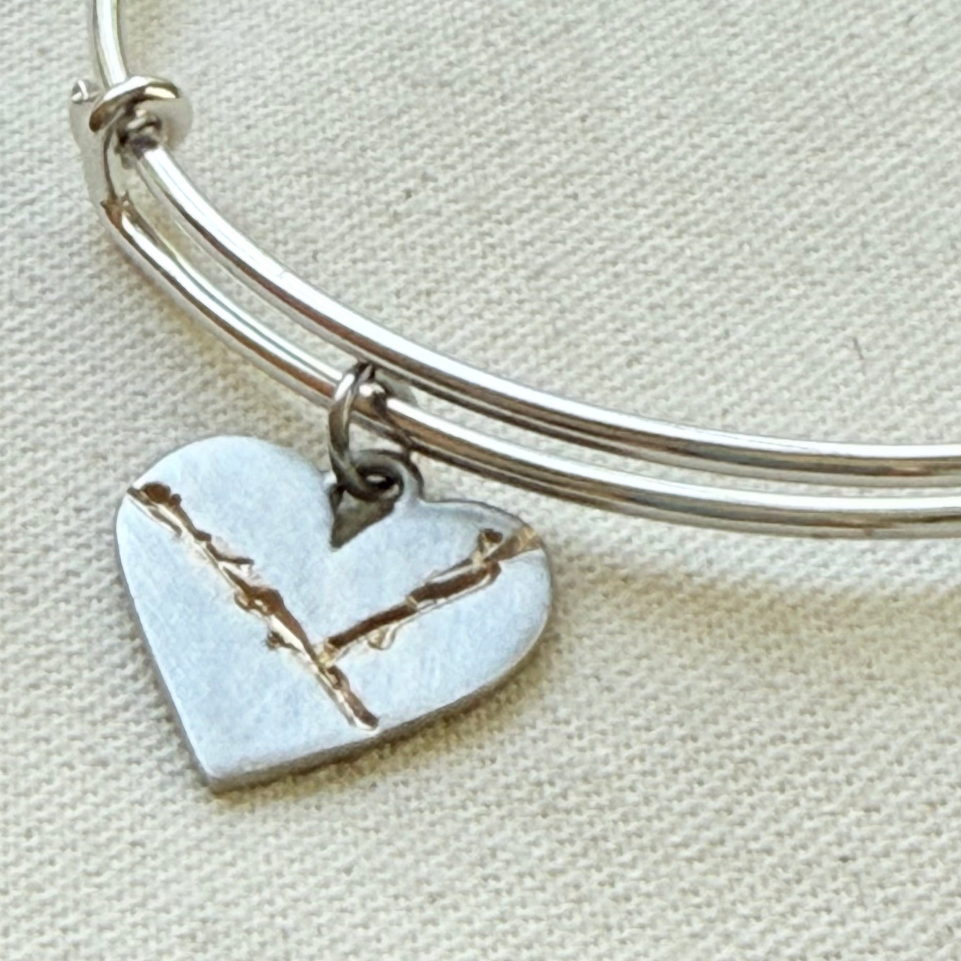 Kintsugi Heart Bracelet - Beautifully Broken - Highlighting and Celebrating Flaws - drake designs jewelry