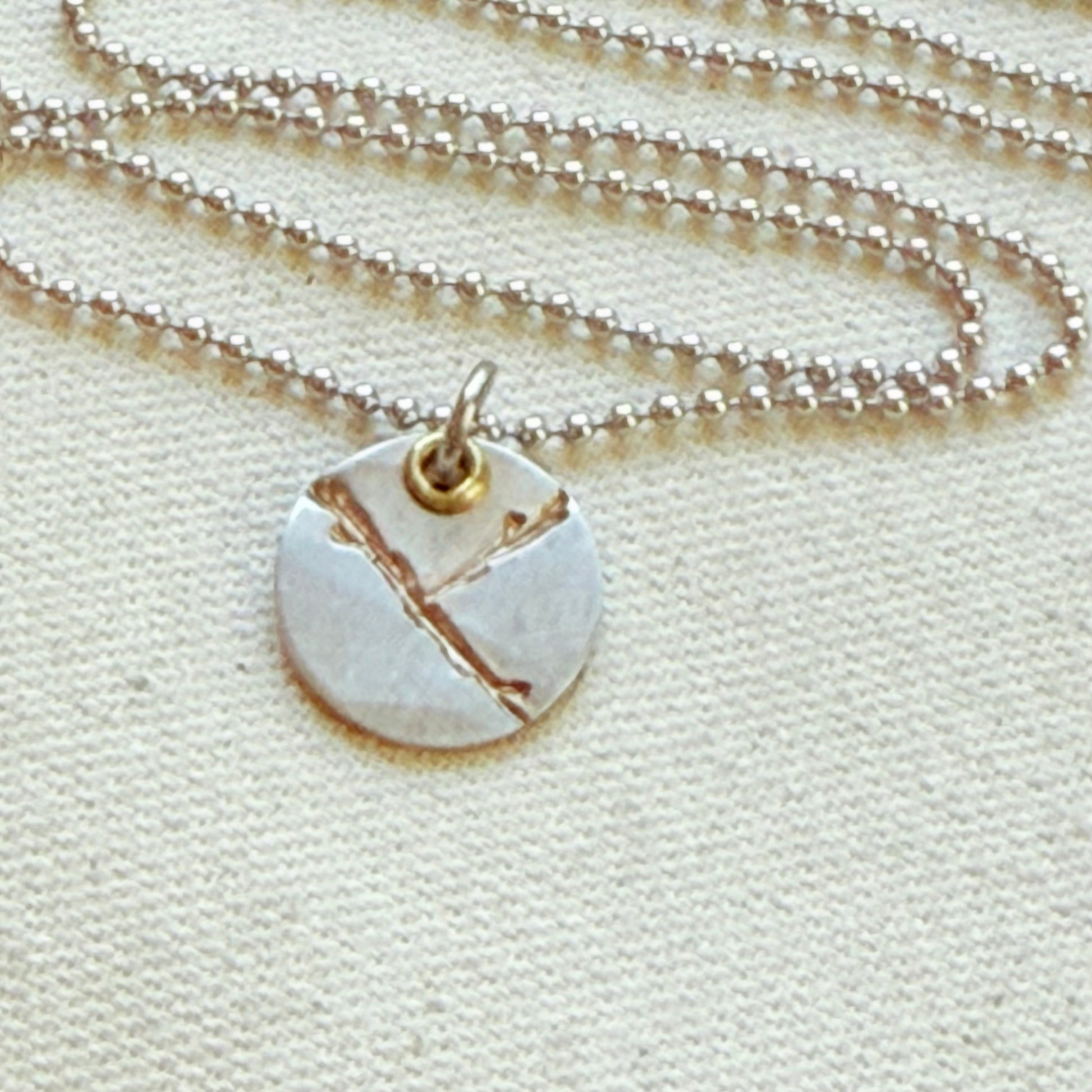 Silver and gold Kintsugi Necklace - Beautifully Broken - Celebrating Flaws - drake designs jewelry
