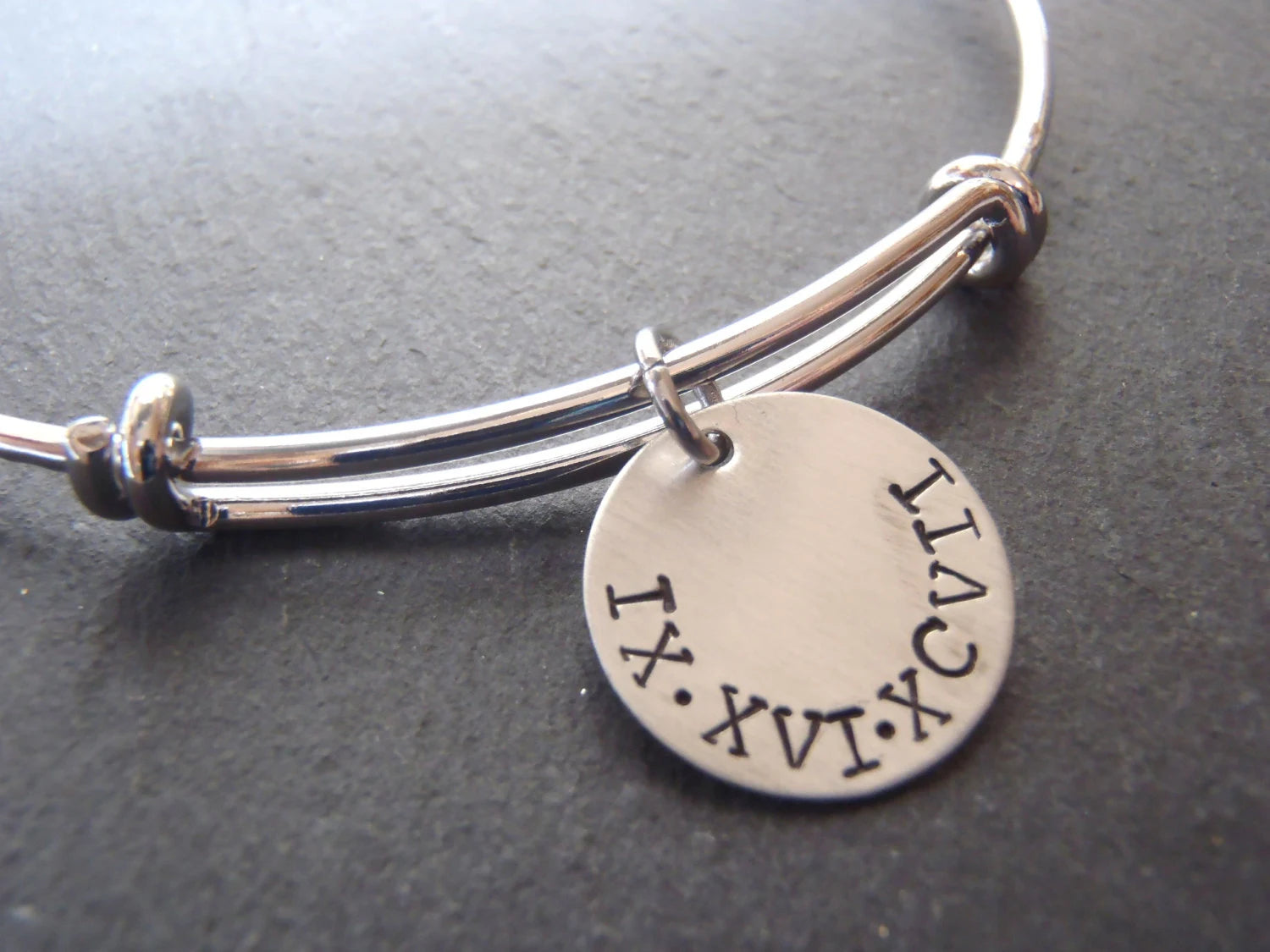 Roman Numeral Bracelet with Personalized Hand Stamped Roman Numeral Date - Drake Designs 