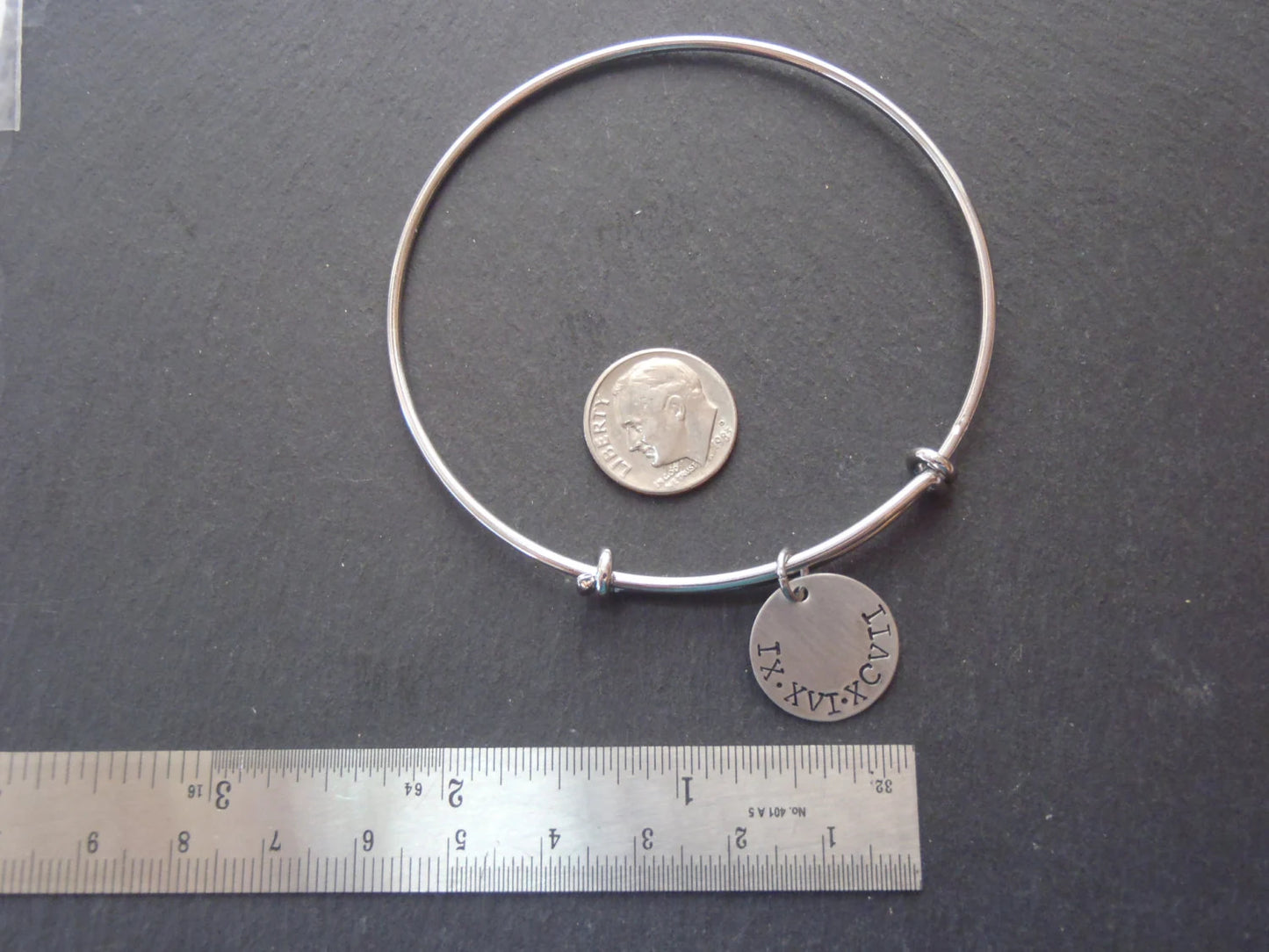 Roman Numeral Bracelet with Personalized Hand Stamped Roman Numeral Date - Drake Designs 