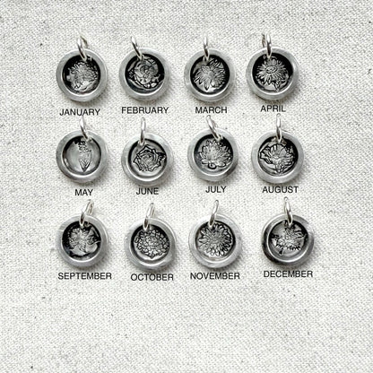Birth flower charms hand rafted sterling silver - drake designs jewelry
