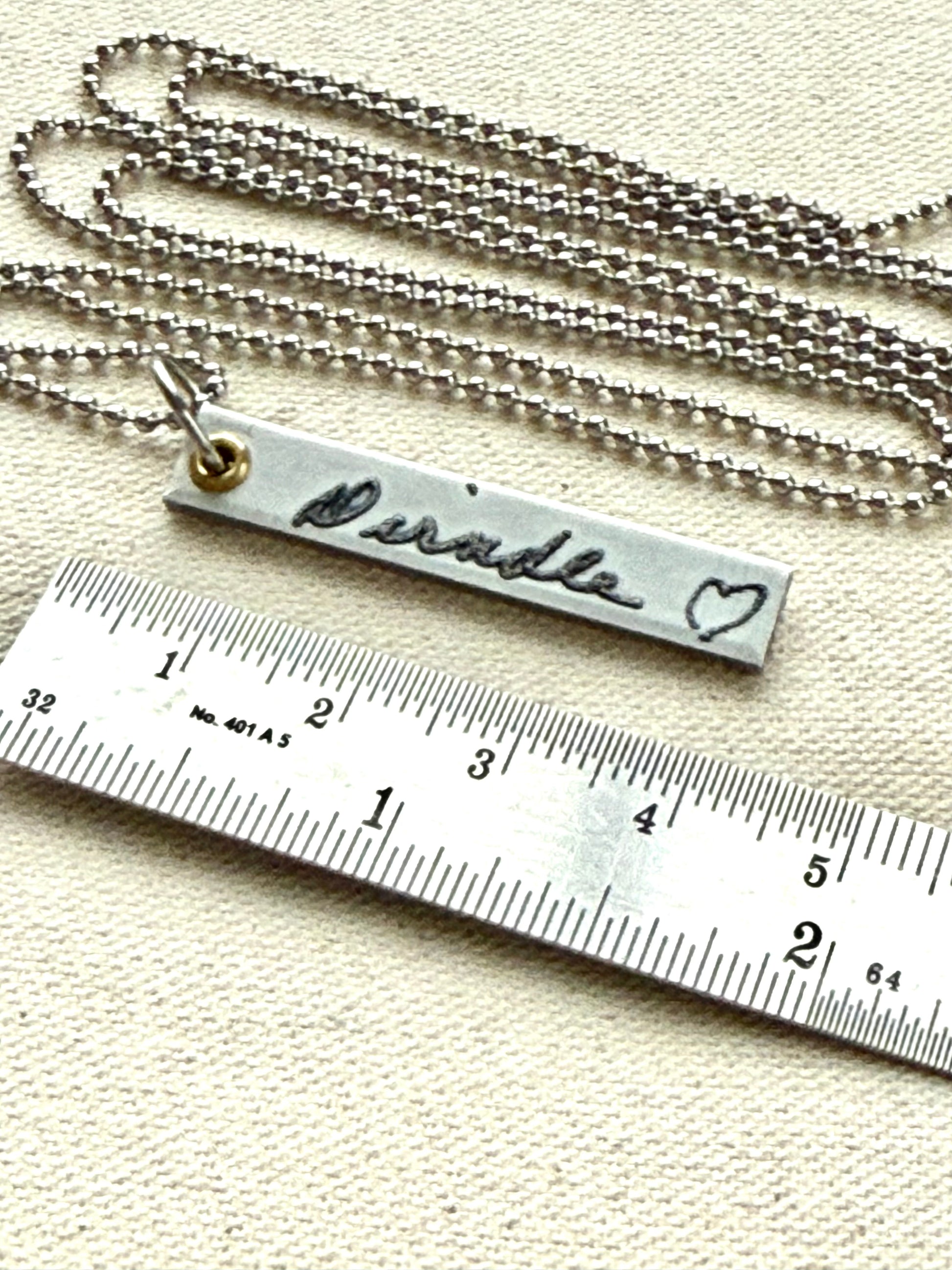 Engraved handwriting necklace with loved ones actual writing - custom bar necklace - drake designs jewelry