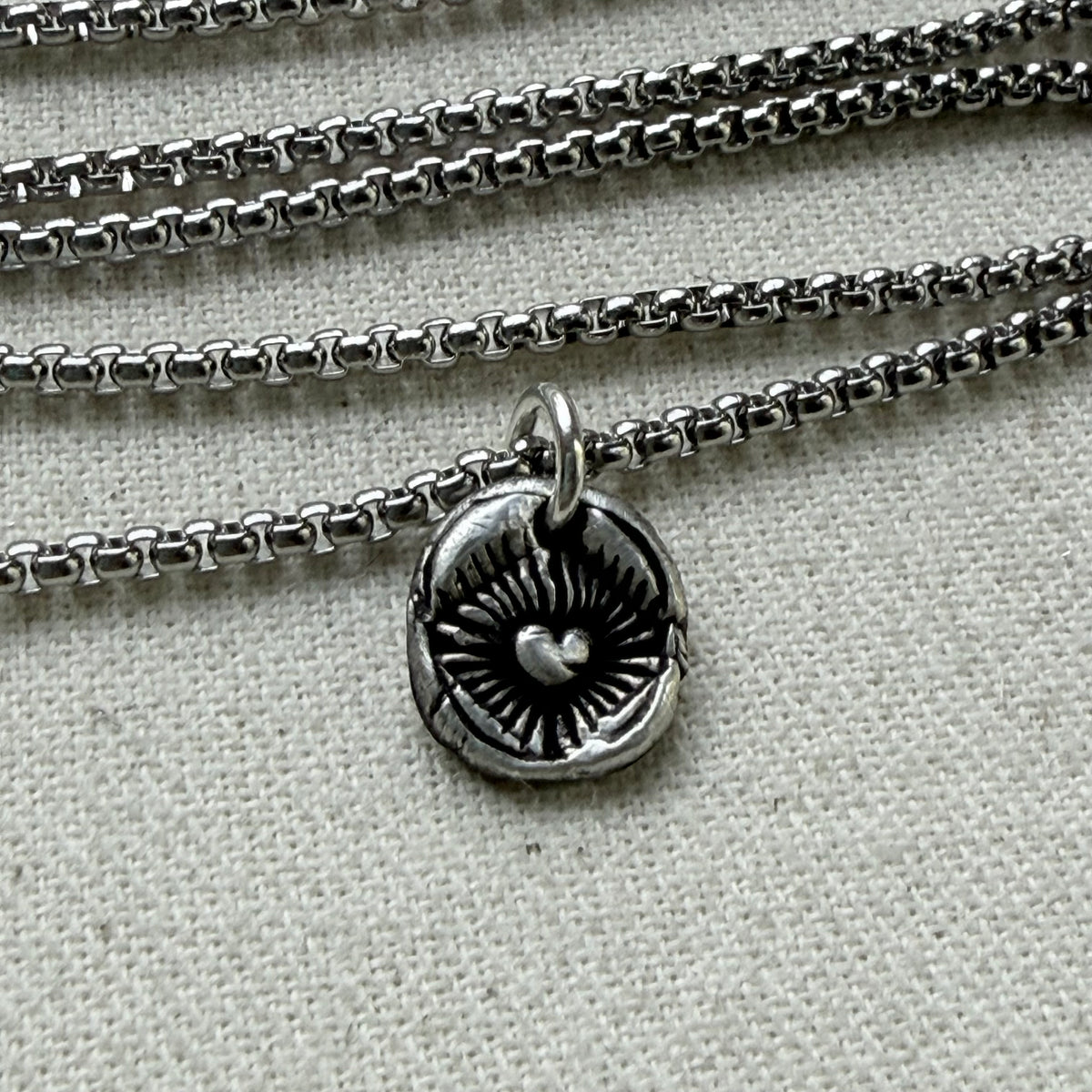 Recycled silver Starburst Puffed Heart Pebble Rustic Artisan jewelry - Drake Designs Jewelry
