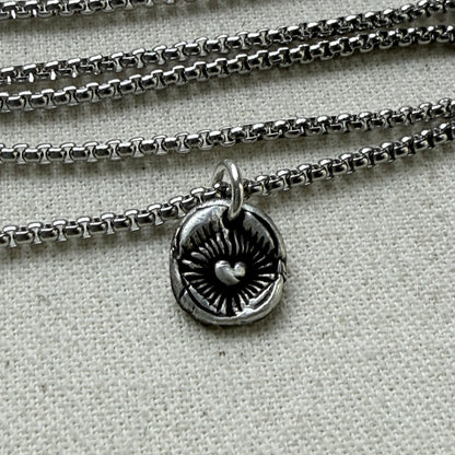 Recycled silver Starburst Puffed Heart Pebble Rustic Artisan jewelry - Drake Designs Jewelry