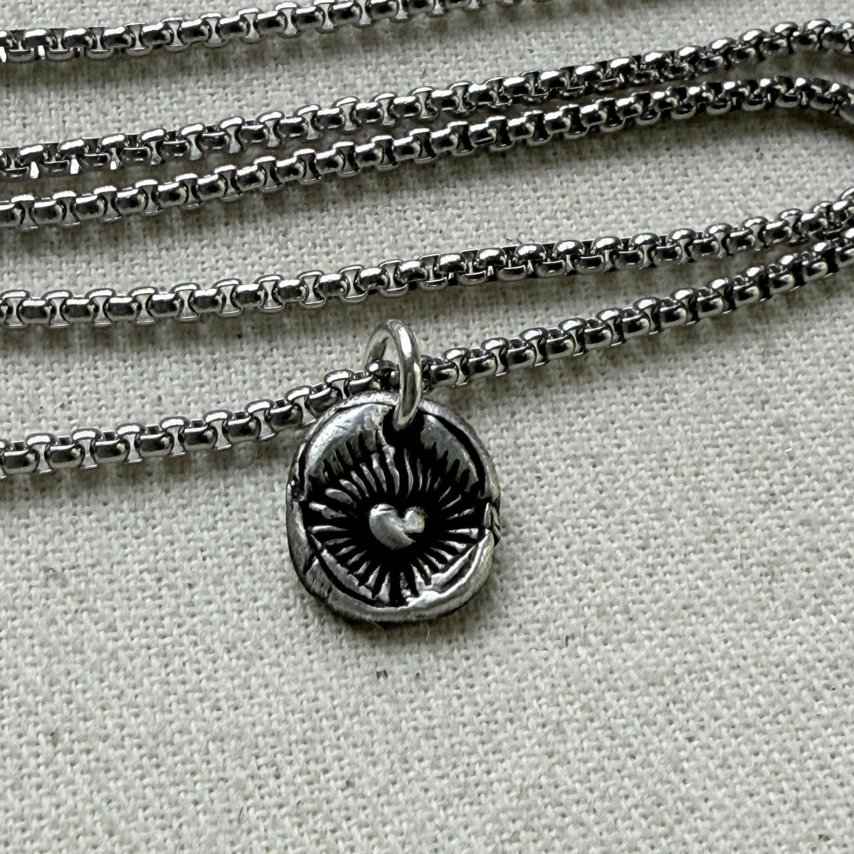 Recycled silver Starburst Puffed Heart Pebble Rustic Artisan jewelry - Drake Designs Jewelry
