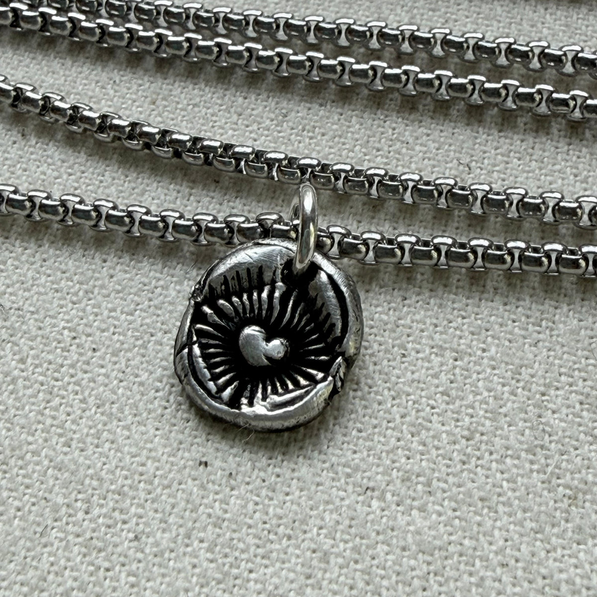Recycled silver Starburst Puffed Heart Pebble Rustic Artisan jewelry - Drake Designs Jewelry