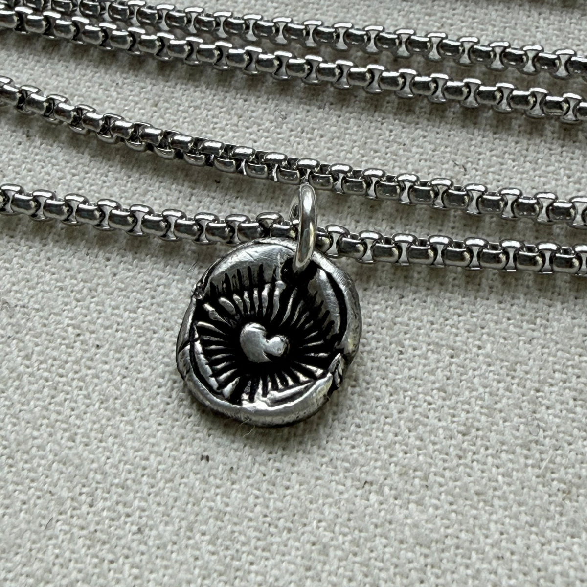 Recycled silver Starburst Puffed Heart Pebble Rustic Artisan jewelry - Drake Designs Jewelry