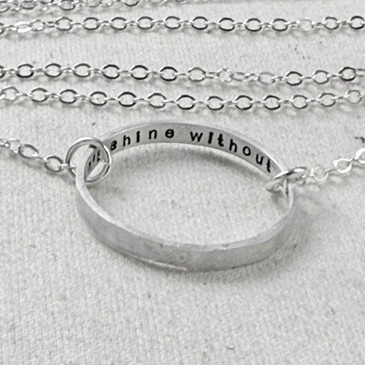 Sterling silver secret message pendant necklace for her - open circle necklace with personalized hidden message-  drake designs jewelry