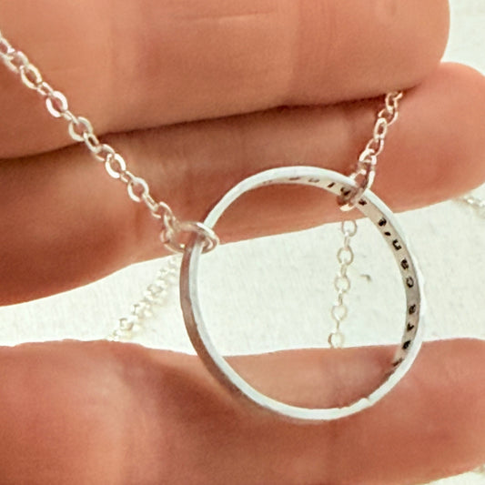 Sterling silver secret message open circle necklace with personalized message hidden inside pendant necklace for her -  drake designs jewelry