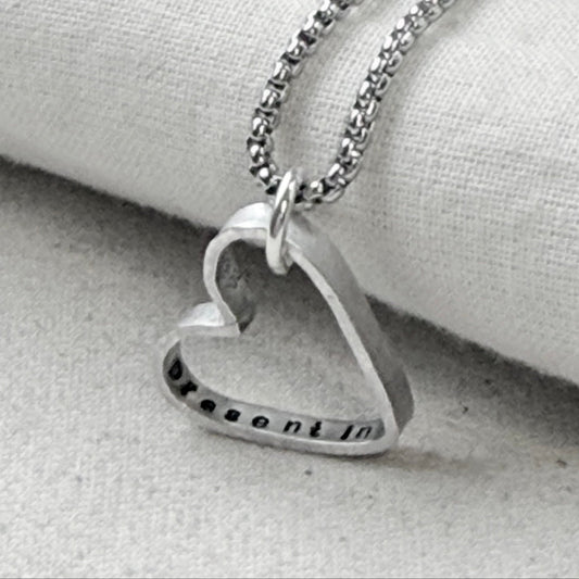 personalized sterling silver secret message heart necklace with message or kids names custom ahnd stamped hidden inside pendant - drake designs jewelry