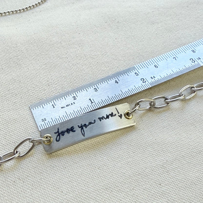 silver and gold bracelet with loved ones actual handwriting engraved - memorial jewelry - drake designs jewelry