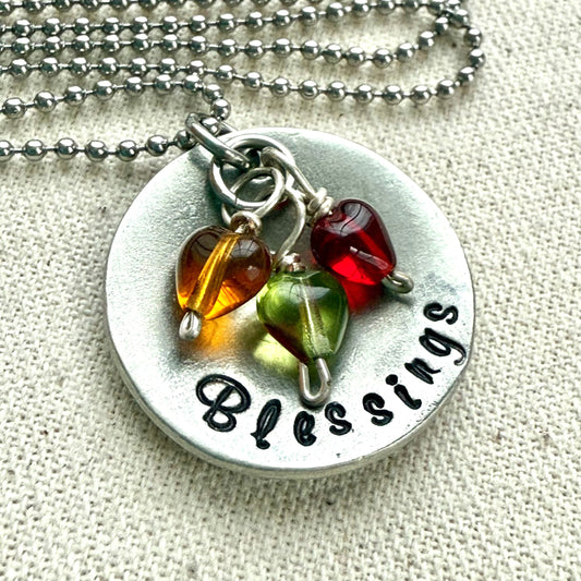 Blessings mom or grandma necklace personalized with lids or grandkids birthstones - drake designs jewelry