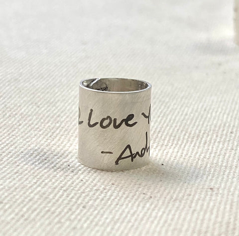 Actual handwriting sterling silver bead charm personalized with your handwritten memory or message