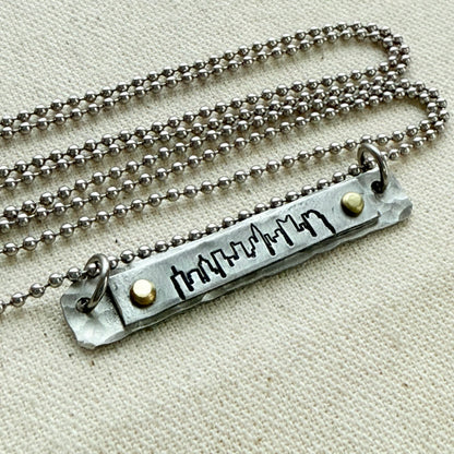 Hammered Skyline Bar Necklace - Columbus, Philadelphia, Indianapolis, Cincinnati, New Orleans, Washington DC, Atlanta, Las Vegas, Dallas, Detroit, Houston, San FrancIsco, Boston, Seattle, Louisville, New York, Los Angelos, Chicago - drake designs jewelry