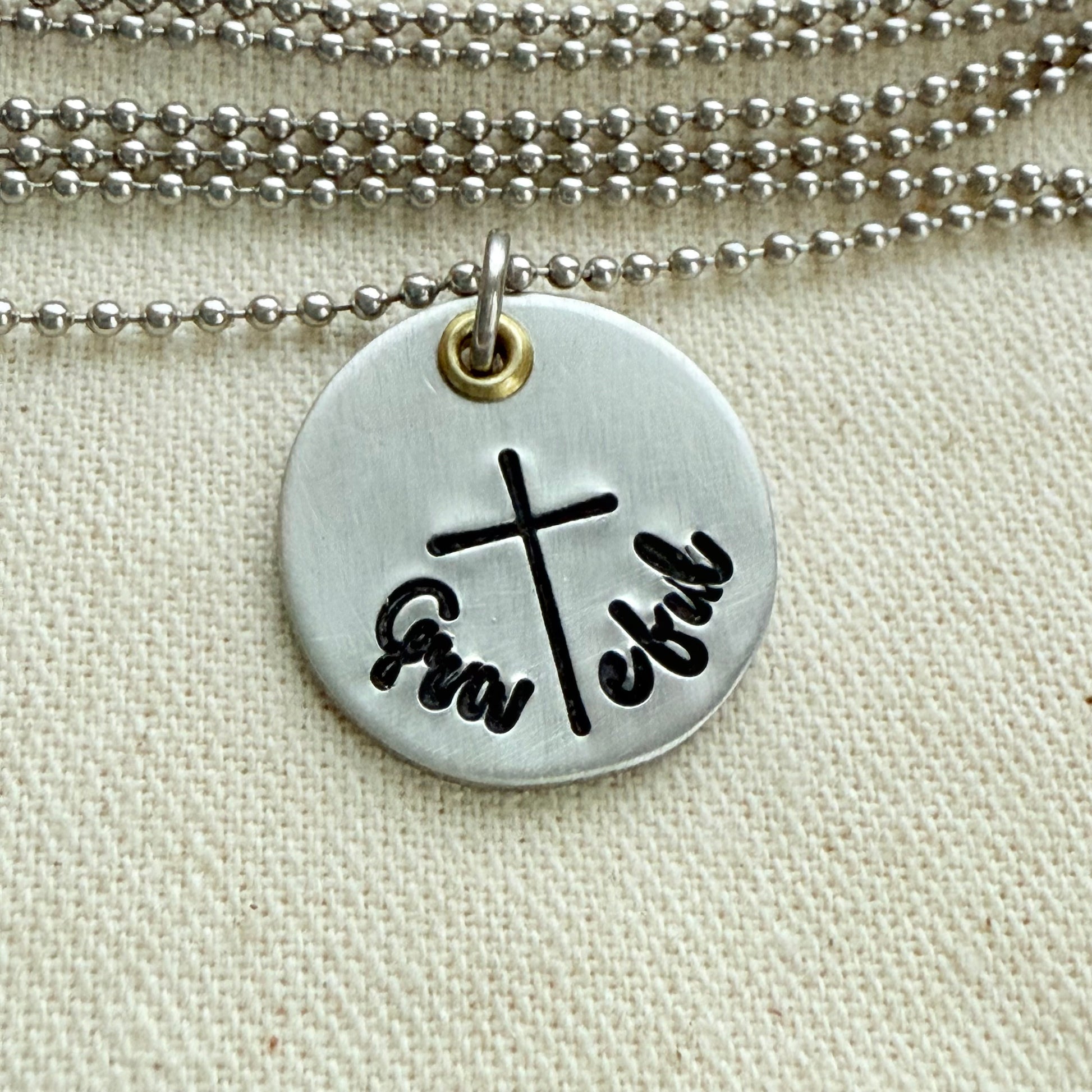 Grateful necklace with cross for t -  silver and gold - Drake Designs Jewelry