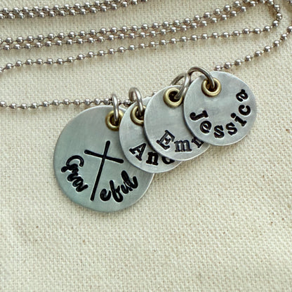 Grateful necklace with name charms - mom necklace - Drake designs jewelry