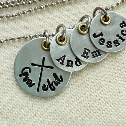 Grateful necklace with name charms - mom necklace - Drake designs jewelry
