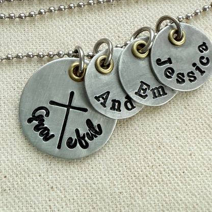 Grateful necklace with name charms - mom necklace - Drake designs jewelry