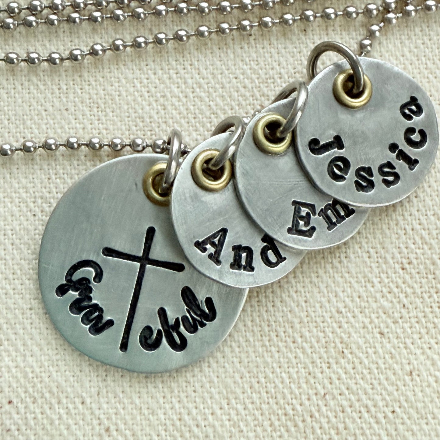 Grateful necklace with name charms - mom necklace - Drake designs jewelry