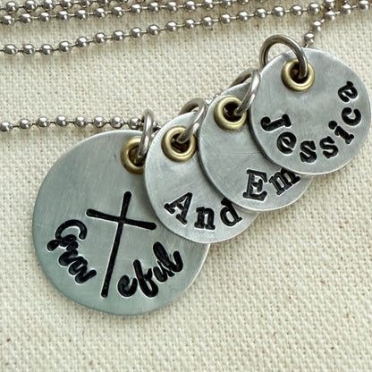 Grateful necklace with name charms - mom necklace - Drake designs jewelry