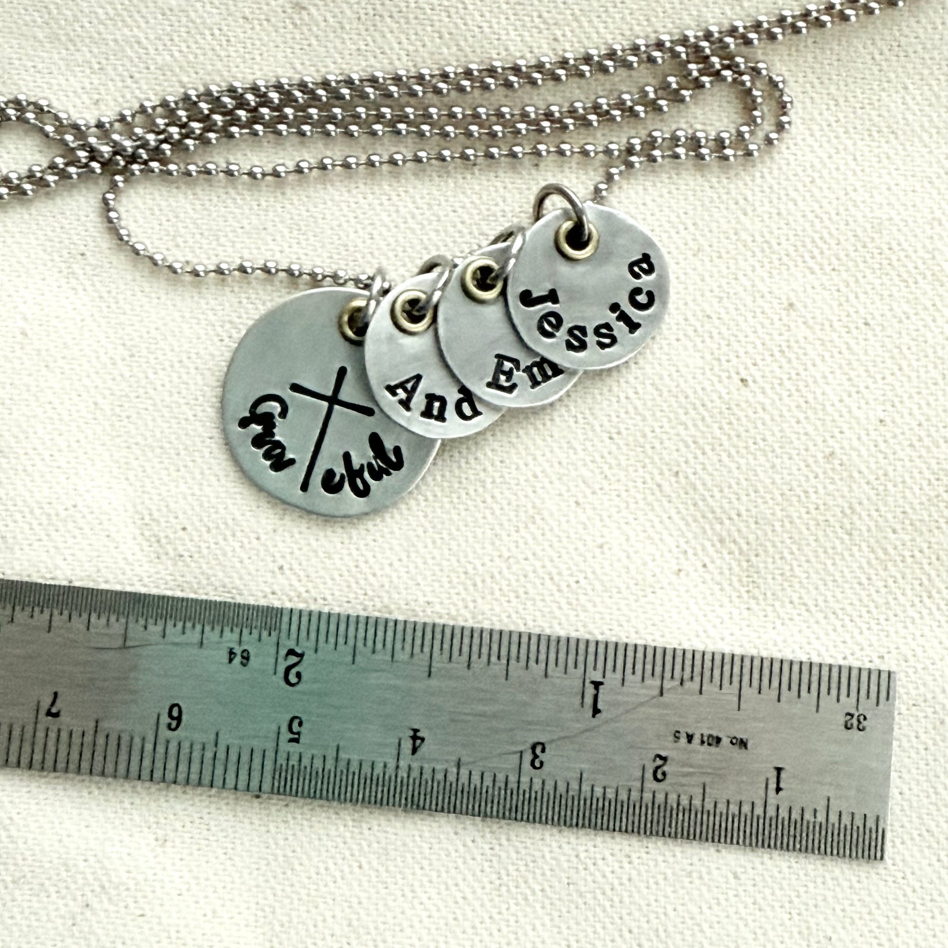 Grateful necklace with name charms - mom necklace - Drake designs jewelry