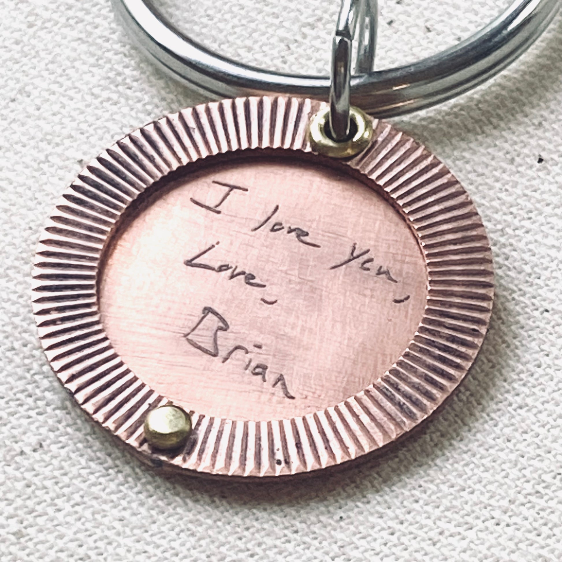 7th Anniversary Traditional Gift with Custom Handwriting Engraved to memorialize loved one - drake designs jewelry
