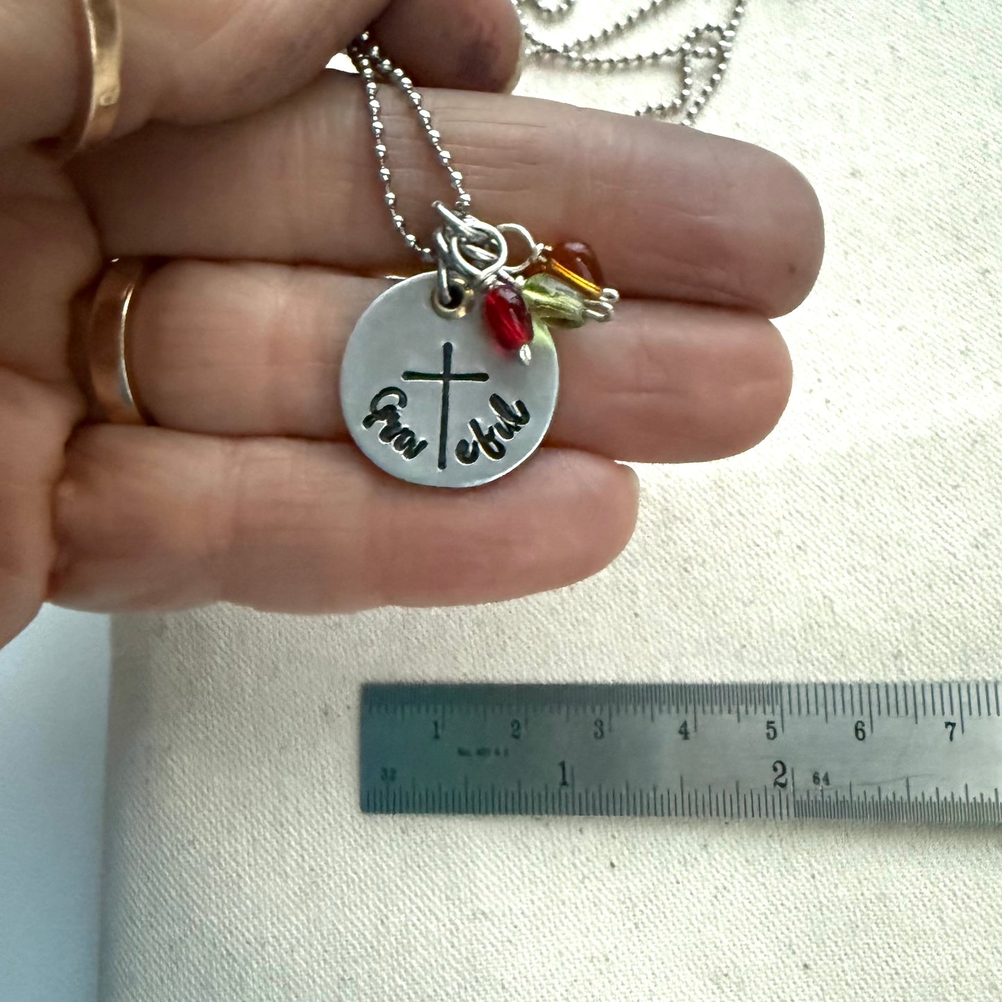 Grateful necklace with cross - personalized with kids birthstones - Grandma or Mom Necklace - Drake Designs Jewelry