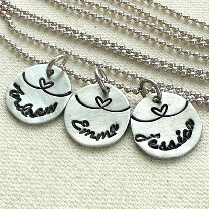 Linked by Love - Mom Necklace Personalized with Kid's Names - heart strings - drake designs jewelry