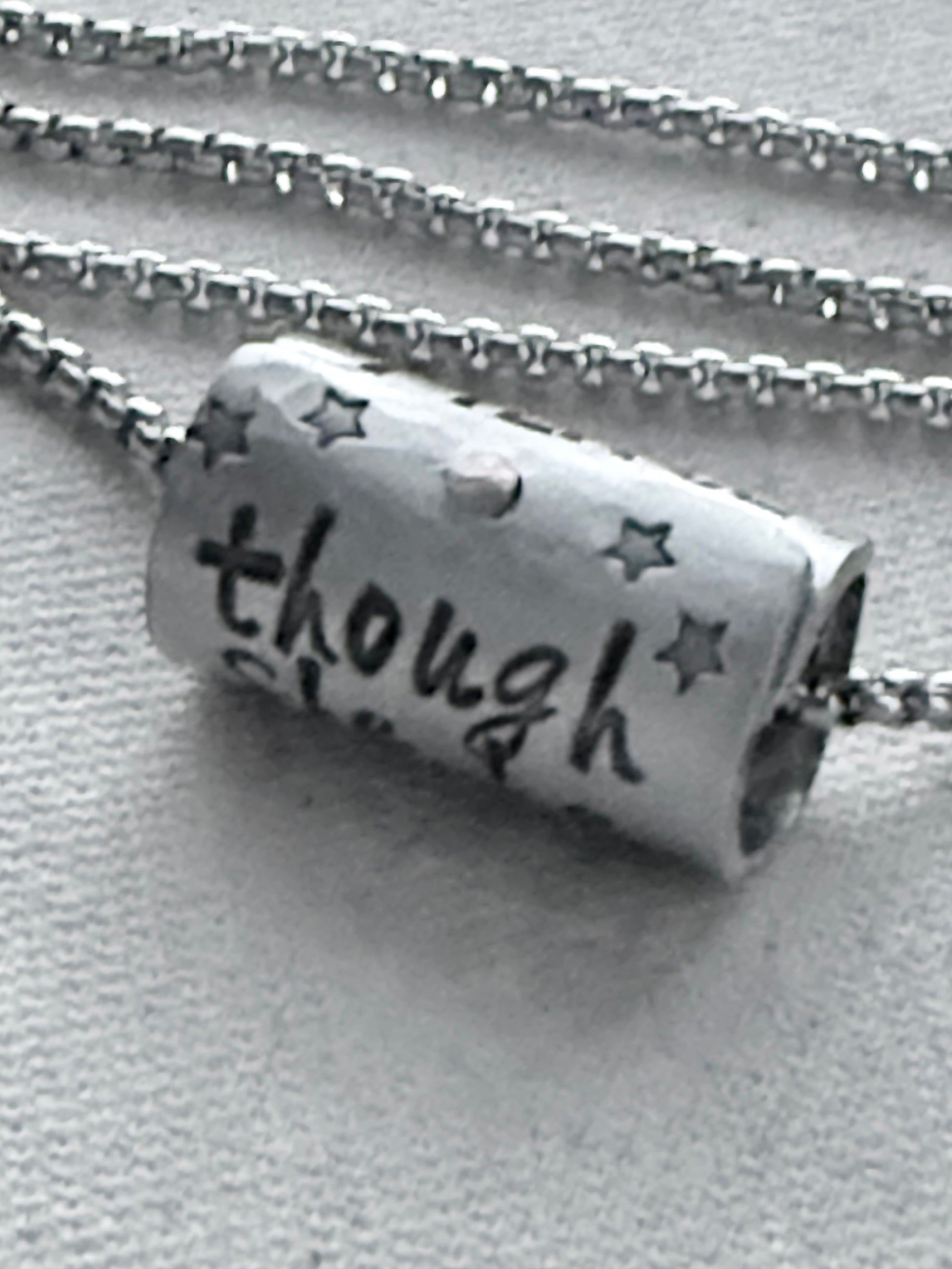Though she be but little, she is fierce necklace.  Shakespeare quote jewelry  riveted and hand stamped - drake designs jewelry