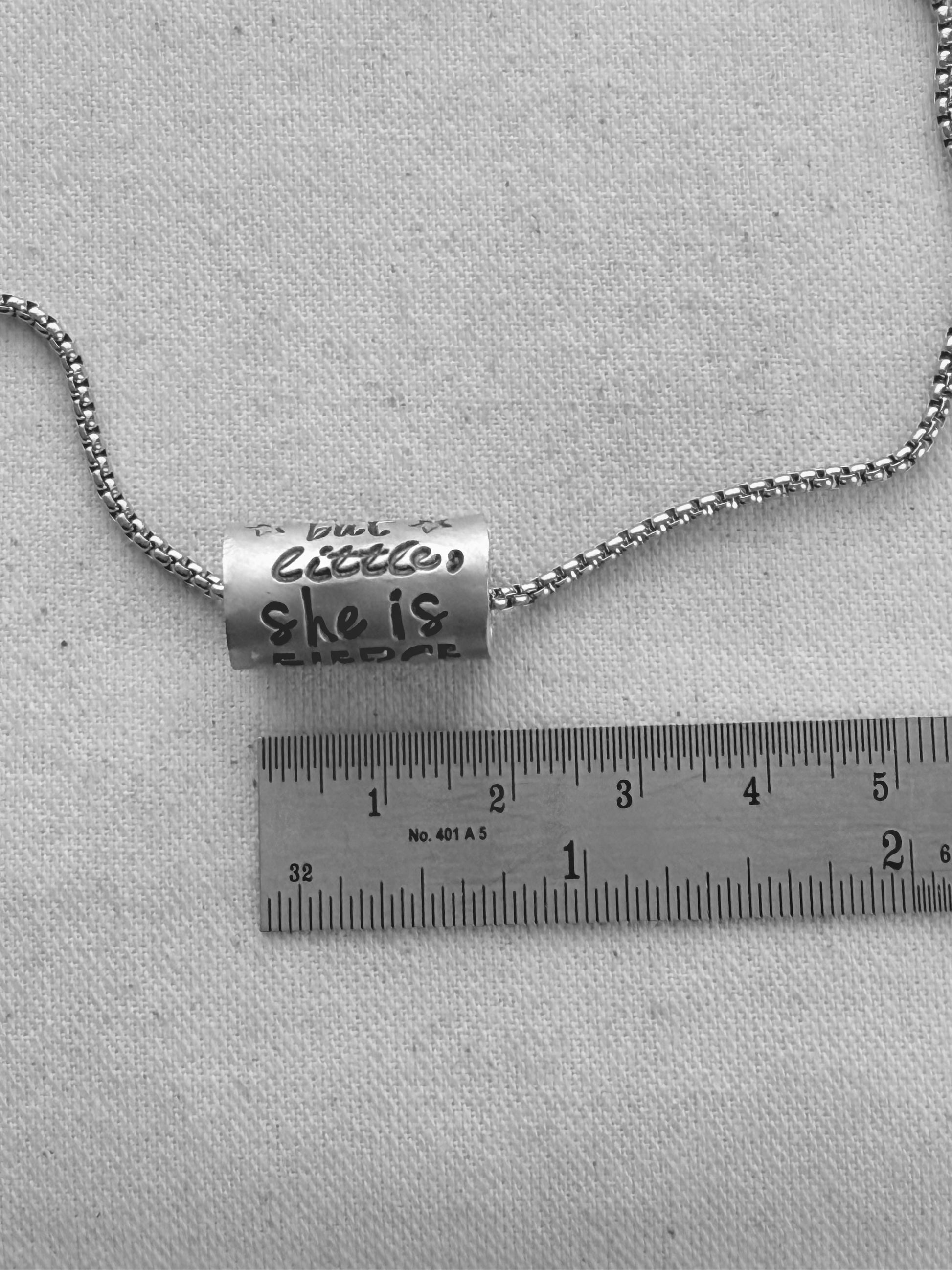 Though she be but little, she is fierce necklace.  Shakespeare quote jewelry a midsummer night’s dream - riveted and hand stamped - drake designs jewelry