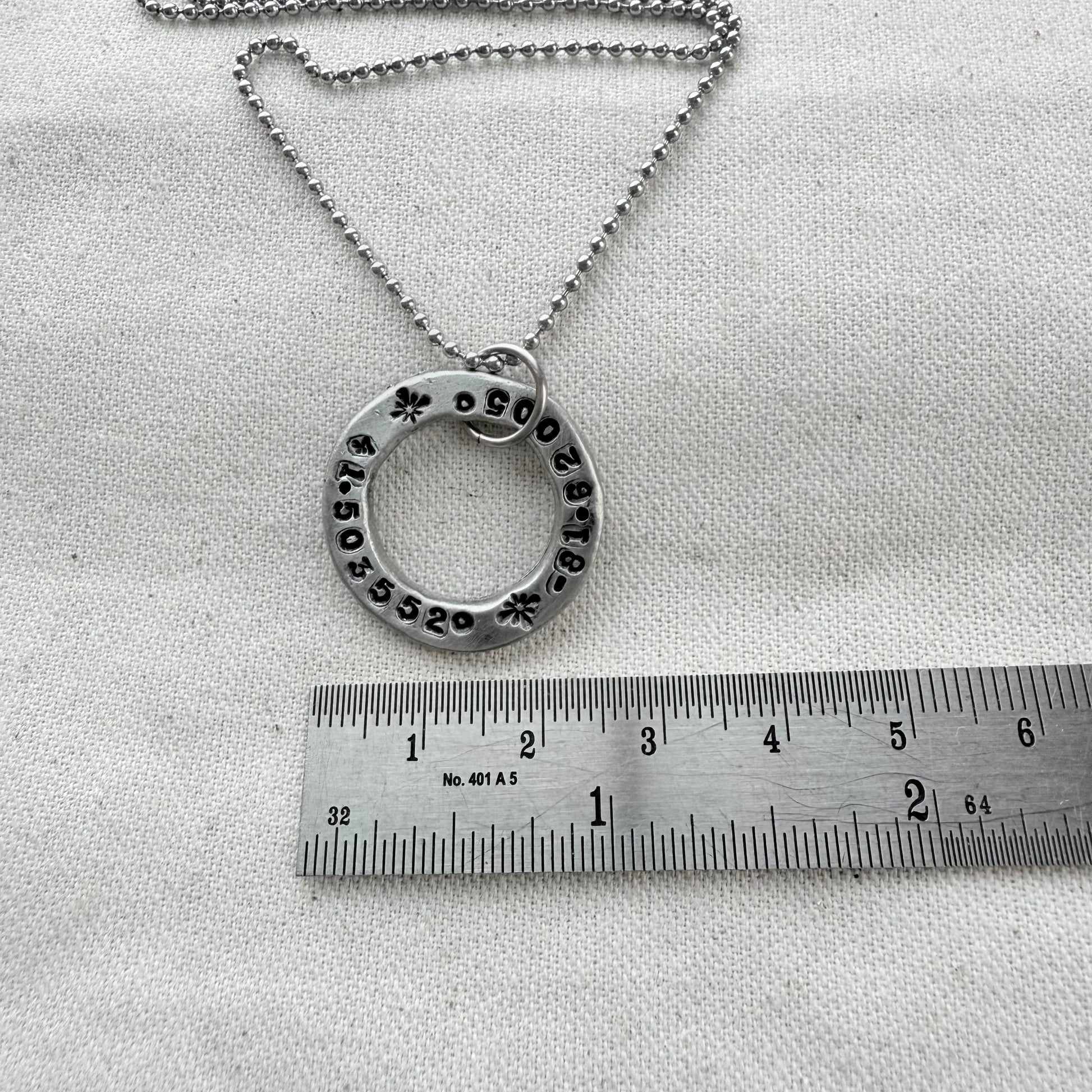 Organically shaped thick open circle pendant with custom coordinates hand stamped - personalized latitude and longitude necklace - drake designs jewelry