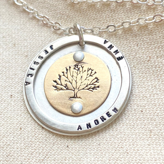 tree of life necklace personalized gold fill and sterling silver family tree necklace with names