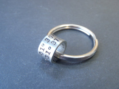 xCustom Coordinates gift - keychain with latitude and longitude coordinates personalized - drake designs jewelry