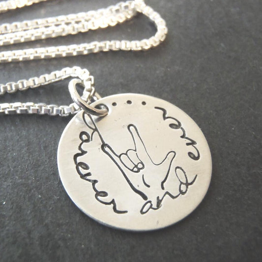 asl I love you sterling silver necklace - drake designs jewelry