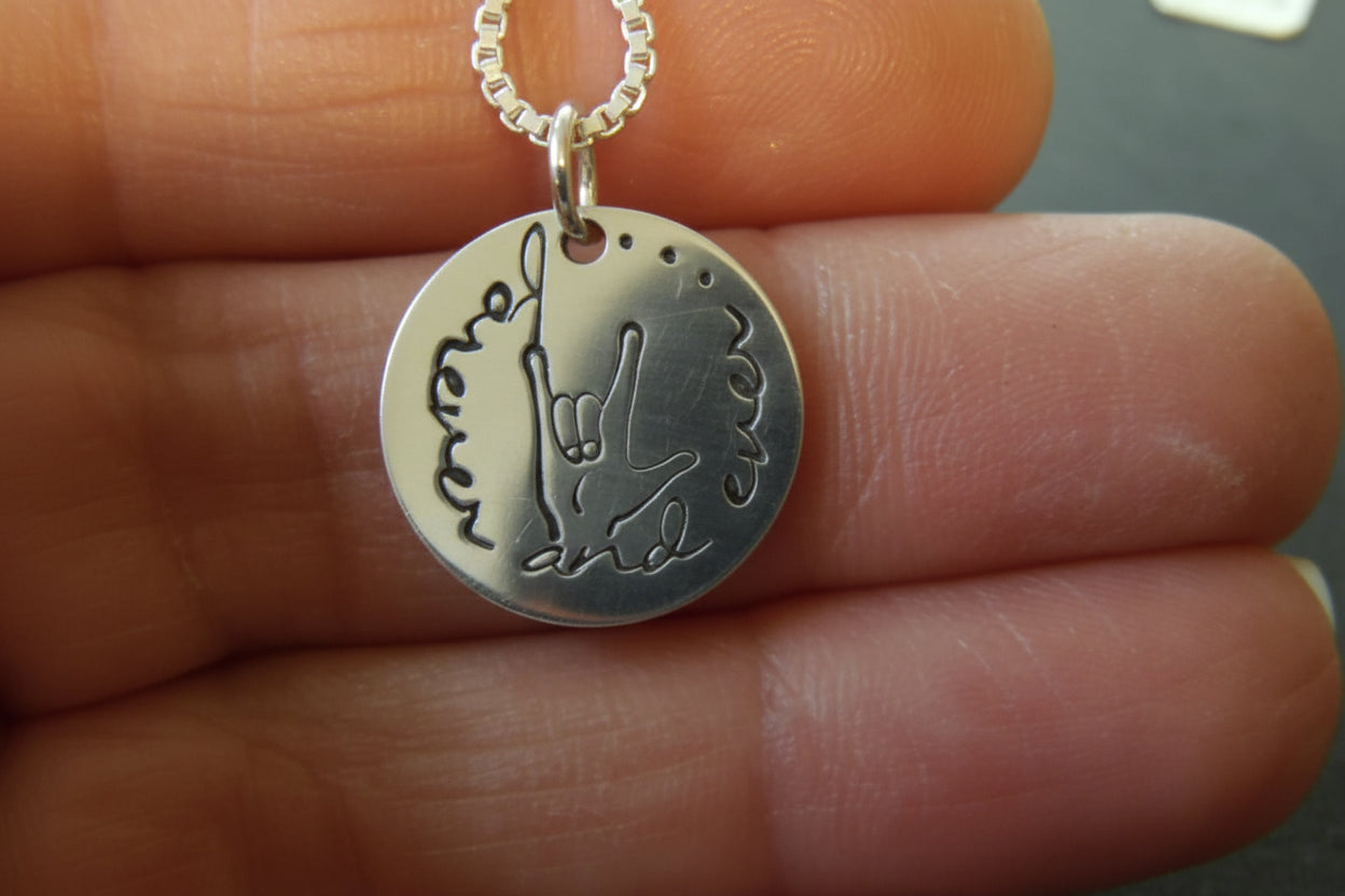 asl I love you sterling silver necklace - drake designs jewelry
