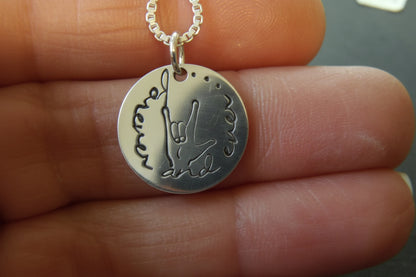 asl I love you sterling silver necklace - drake designs jewelry